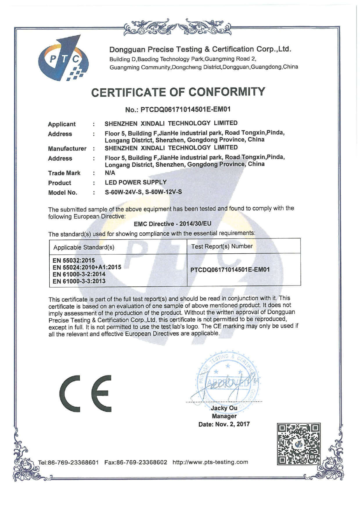Linear 60W CE EMC Approval